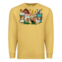 Antique Gold farm animals coffee cups Premium Sweatshirt - Zillion Design Studio
