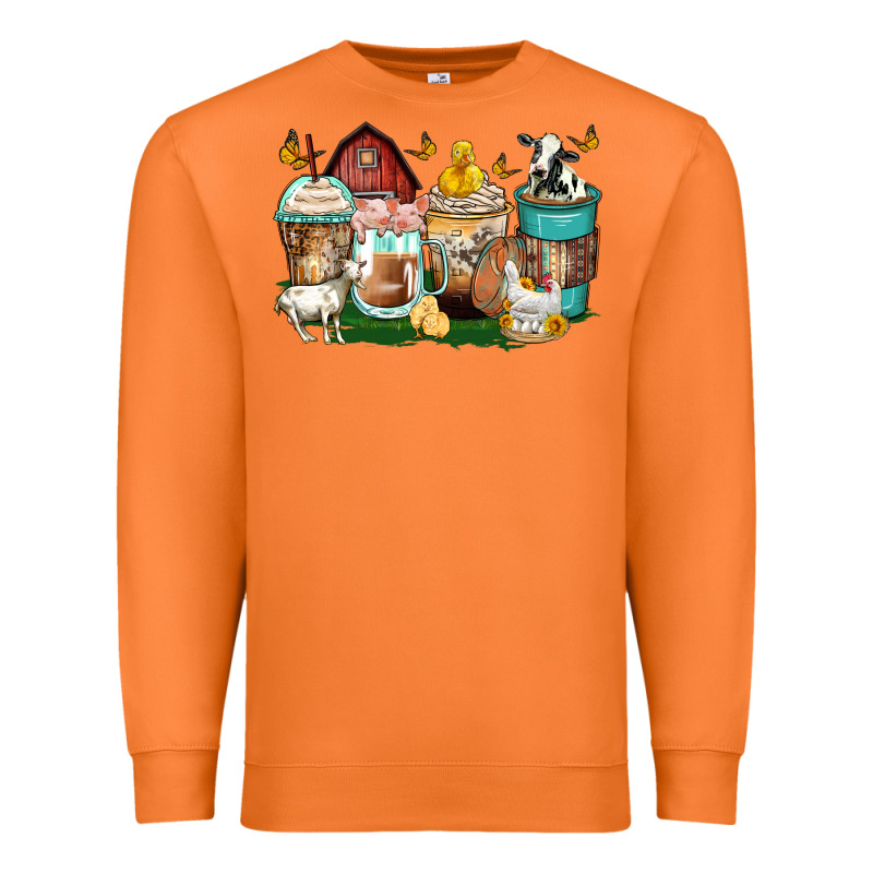 Farm Animals Coffee Cups Premium Sweatshirt by Zillion Design Studio | Teevron