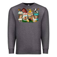 Charcoal Heather farm animals coffee cups Premium Sweatshirt - Zillion Design Studio