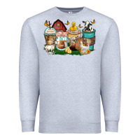 Heather Grey farm animals coffee cups Premium Sweatshirt - Zillion Design Studio