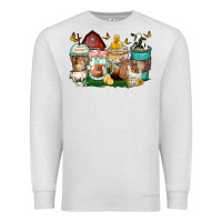 Oatmeal Heather farm animals coffee cups Premium Sweatshirt - Zillion Design Studio