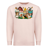 Pale Pink farm animals coffee cups Premium Sweatshirt - Zillion Design Studio
