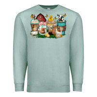 Seafoam farm animals coffee cups Premium Sweatshirt - Zillion Design Studio