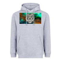 Heather Grey white tiger forest license plate Heavyweight Hoodie - RanaPortraitStore