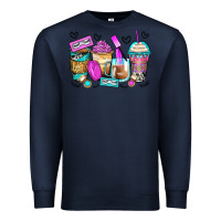 Navy eyelash coffee cups Premium Sweatshirt - Zillion Design Studio