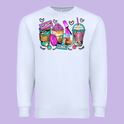 Eyelash Coffee Cups Premium Sweatshirt Designed By Zillion Design Studio