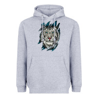 Heather Grey White Tiger Scratch Mark Heavyweight Hoodie - RanaPortraitStore