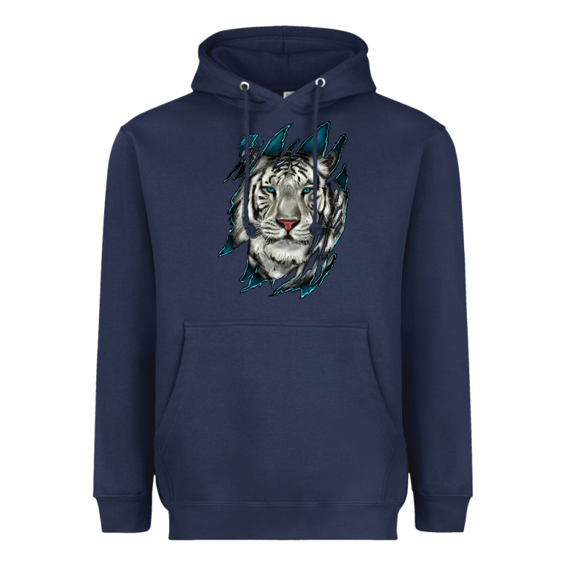 White Tiger Scratch Mark Heavyweight Hoodie by RanaPortraitStore | Teevron