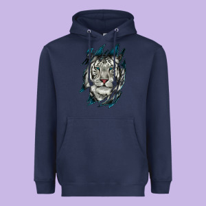 White Tiger Scratch Mark Heavyweight Hoodie Designed By Ranaportraitstore