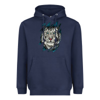Navy White Tiger Scratch Mark Heavyweight Hoodie - RanaPortraitStore