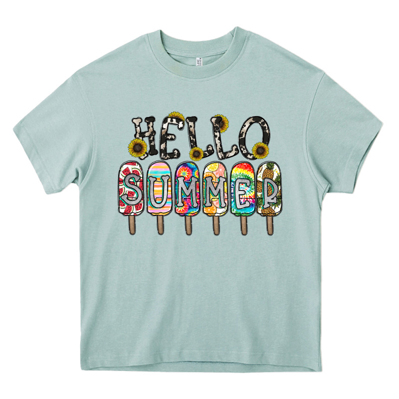 Name Vibrant Summer Greeting With Popsicles Heavy Core Tee by CowhideDigitalArt | Teevron