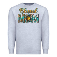 Heather Grey western blessed mom with sunflower Premium Sweatshirt - texasbilliewilder