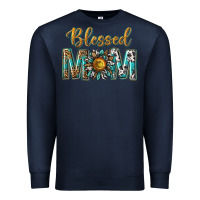Navy western blessed mom with sunflower Premium Sweatshirt - texasbilliewilder