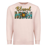 Pale Pink western blessed mom with sunflower Premium Sweatshirt - texasbilliewilder