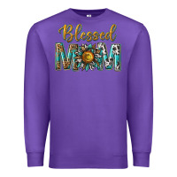 Purple western blessed mom with sunflower Premium Sweatshirt - texasbilliewilder