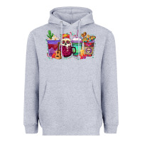 Heather Grey dia de los muertos coffee cups Heavyweight Hoodie - texasbilliewilder