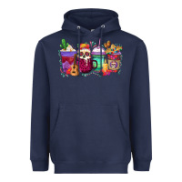 Navy dia de los muertos coffee cups Heavyweight Hoodie - texasbilliewilder