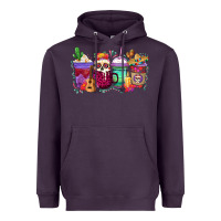 Plum dia de los muertos coffee cups Heavyweight Hoodie - texasbilliewilder