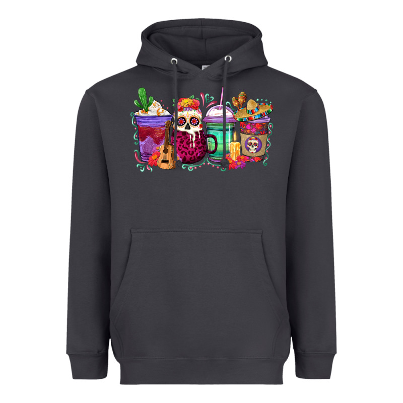 Dia De Los Muertos Coffee Cups Heavyweight Hoodie by texasbilliewilder | Teevron