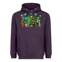 Plum christmas trees with tennis Heavyweight Hoodie - Zillion Design Studio
