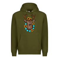 Army Green deer gemstone sunflower Premium Hoodie - JahusDesignShop