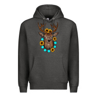 Charcoal Heather deer gemstone sunflower Premium Hoodie - JahusDesignShop