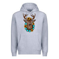Heather Grey deer gemstone sunflower Premium Hoodie - JahusDesignShop