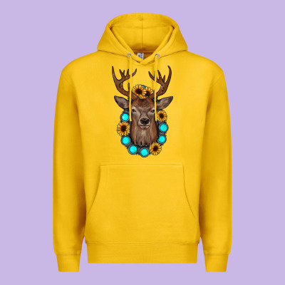 Deer Gemstone Sunflower Premium Hoodie Designed By Jahusdesignshop