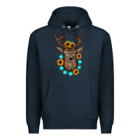 Navy deer gemstone sunflower Premium Hoodie - JahusDesignShop