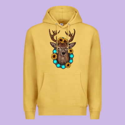 Deer Gemstone Sunflower Premium Hoodie Designed By Jahusdesignshop
