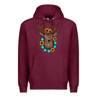 Burgundy deer gemstone sunflower Premium Hoodie - JahusDesignShop