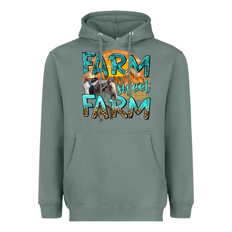 Farm Sweet Farm With Horses Heavyweight Hoodie by texasbilliewilder | Teevron