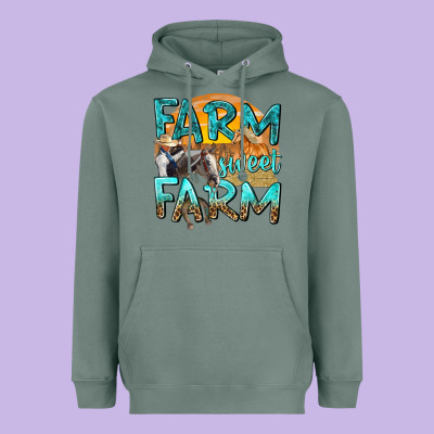 Farm Sweet Farm With Horses Heavyweight Hoodie Designed By Texasbilliewilder