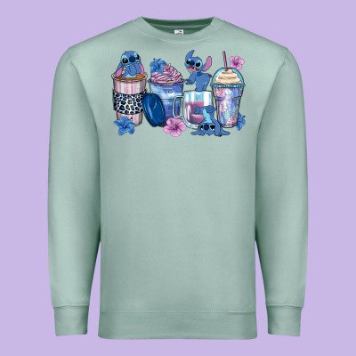Stitch Coffee Cups Premium Sweatshirt Designed By Zillion Design Studio