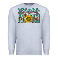 Heather Grey western blessed mom with sunflower Premium Sweatshirt - texasbilliewilder