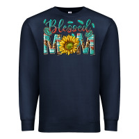 Navy western blessed mom with sunflower Premium Sweatshirt - texasbilliewilder