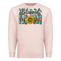 Pale Pink western blessed mom with sunflower Premium Sweatshirt - texasbilliewilder