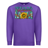 Purple western blessed mom with sunflower Premium Sweatshirt - texasbilliewilder