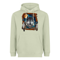Matcha Wolf And Feathers Heavyweight Hoodie - RanaPortraitStore