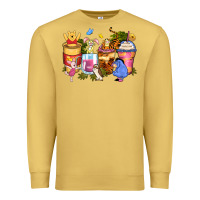 Antique Gold cartoon characters coffee cups Premium Sweatshirt - Zillion Design Studio