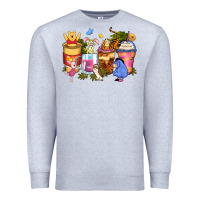 Heather Grey cartoon characters coffee cups Premium Sweatshirt - Zillion Design Studio