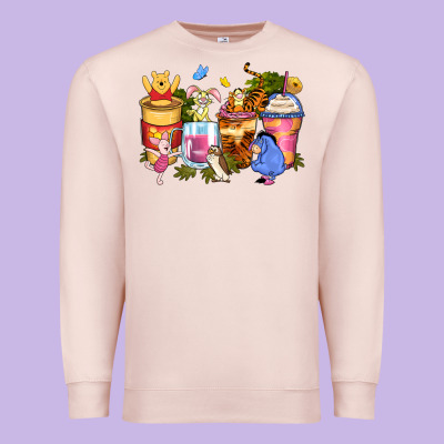 Cartoon Characters Coffee Cups Premium Sweatshirt Designed By Zillion Design Studio