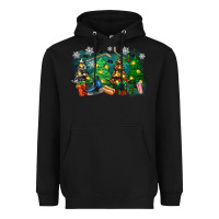 Black christmas trees with hockey Heavyweight Hoodie - Zillion Design Studio