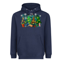 Navy christmas trees with hockey Heavyweight Hoodie - Zillion Design Studio