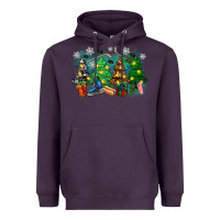 Plum christmas trees with hockey Heavyweight Hoodie - Zillion Design Studio