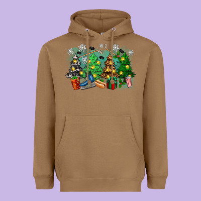 Christmas Trees With Hockey Heavyweight Hoodie Designed By Zillion Design Studio