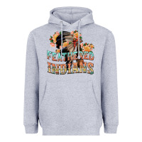 Heather Grey feathered indians Heavyweight Hoodie - texasbilliewilder