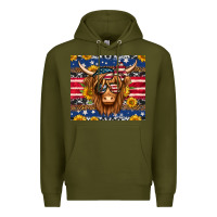 Army Green 4th of july longhaired cow tumbler Premium Hoodie - Jasminsmagicworld