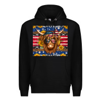 Black 4th of july longhaired cow tumbler Premium Hoodie - Jasminsmagicworld