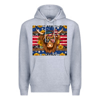 Heather Grey 4th of july longhaired cow tumbler Premium Hoodie - Jasminsmagicworld